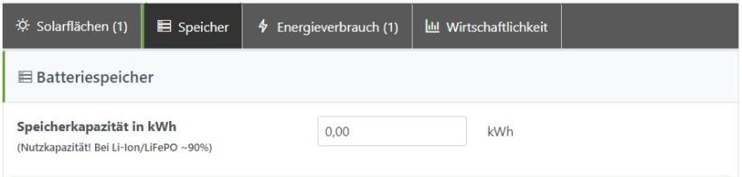 Erfassung PV Speicher zur Berechnung